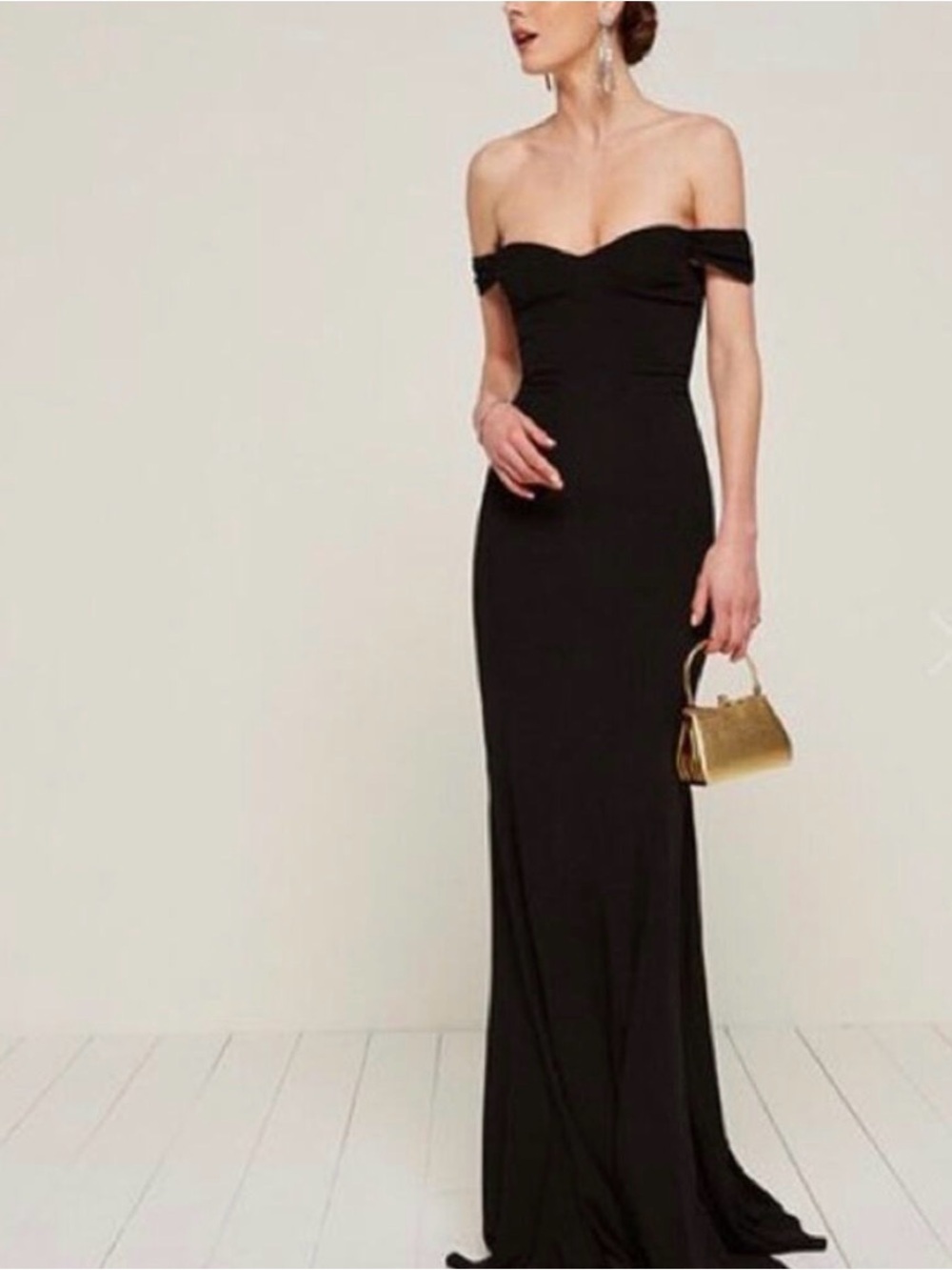 Reformation Black off the shoulder Gown